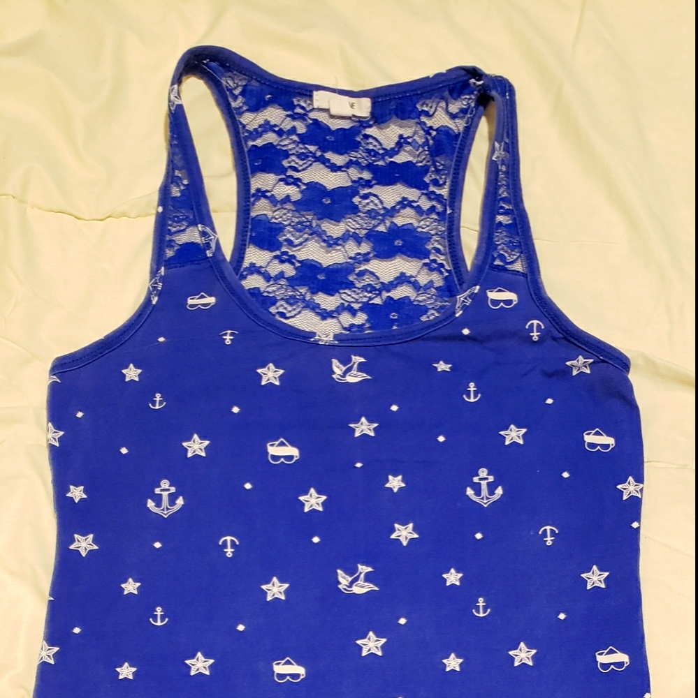 Old School Nautical Tattoo Lace Tank Top